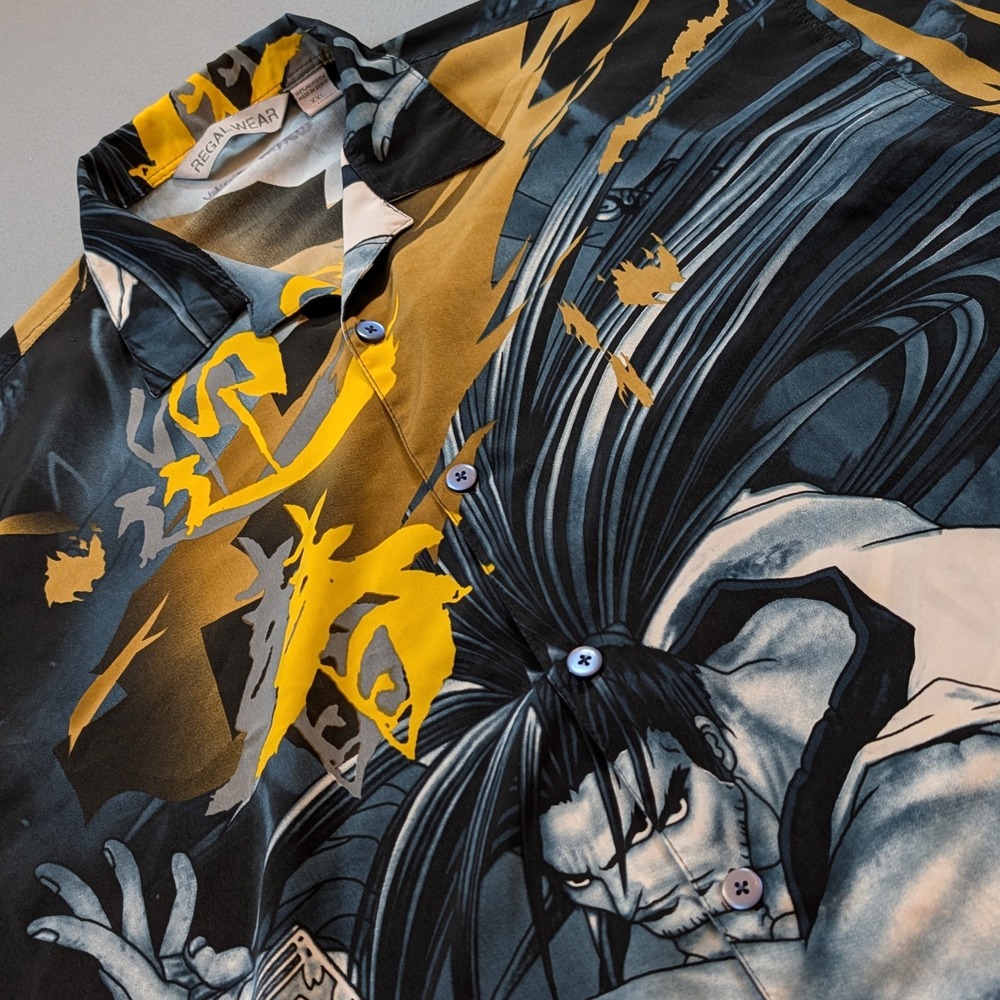 Regal Wear Mens‎ Samurai Graphic Button Up Short Sleeve Shirt Size XXL